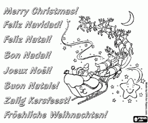 Christmas greeting with magical sled coloring page
