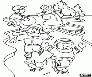 Christmas holidays and children coloring page