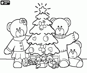 Christmas at home of bears family coloring page