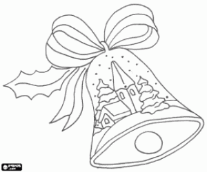 Christmas landscape in a bell coloring page