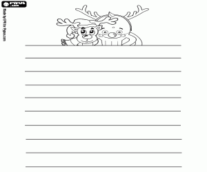 Christmas letter, Pypus and reindeer coloring page