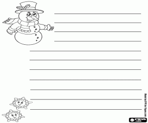 Christmas letter with snowman coloring page
