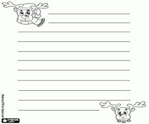 Christmas letter with two reindeers coloring page