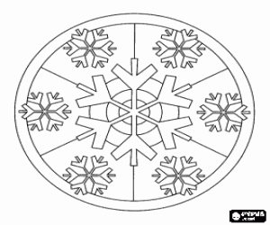 Christmas mandala with snowflakes coloring page