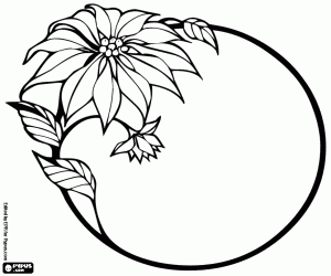 Christmas ornament, poinsettia and sphere coloring page