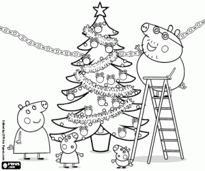 Christmas with Peppa Pig coloring page