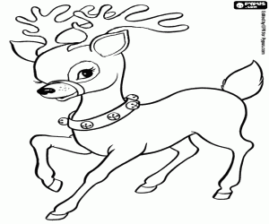 Christmas Reindeer with jingle bells coloring page