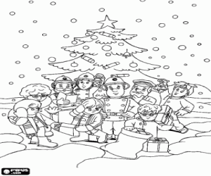 Christmas with Sam the fireman coloring page