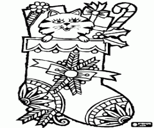 Christmas sock with ornaments coloring page