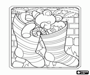Christmas socks in the chimney coloring page