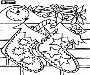 Christmas socks hanging coloring page