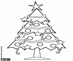Christmas tree with candies coloring page