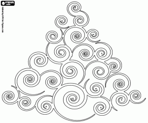 A Christmas tree of spirals coloring page