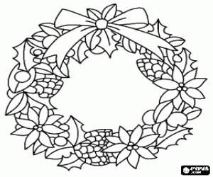 Christmas vegetal wreath coloring page