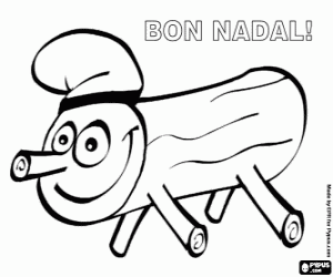 The Christmas wood log, in catalan coloring page