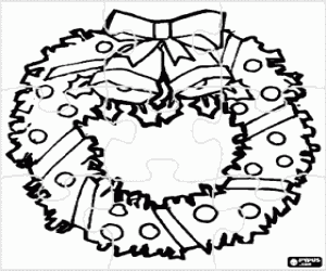 Christmas wreath puzzle coloring page