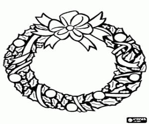 Christmas wreath with a ribbon coloring page