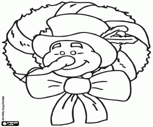 Christmas wreath, snowman coloring page