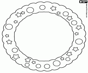 Christmas wreath with stars coloring page