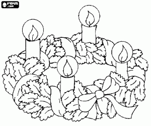 Christmas wreath on the table coloring page
