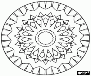 Circular mandala with star coloring page
