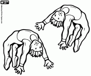 The circus acrobats in action coloring page
