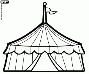 Circus tent, temporary construction coloring page