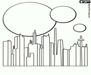 City in the intergalactic space coloring page