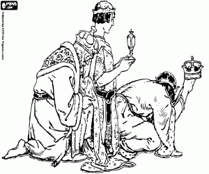 Classic adoration of the Three Kings coloring page