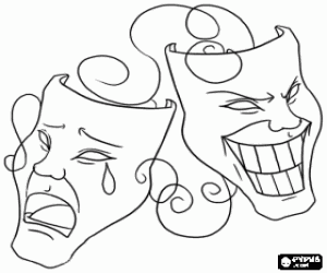 Classic carnival masks coloring page