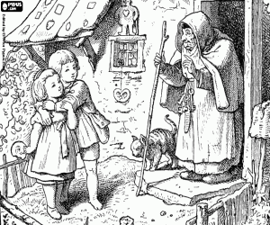 Classic drawing of Hansel and Gretel coloring page