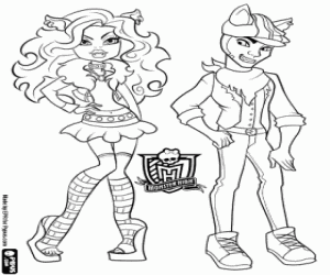 Clawd and Clawdeen, Wolf brothers coloring page