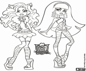 Clawdeen and Cleo, Monster High coloring page