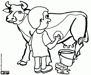 Cleaning of a farm animal coloring page