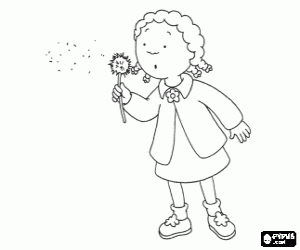 Clementine blows to the flower coloring page