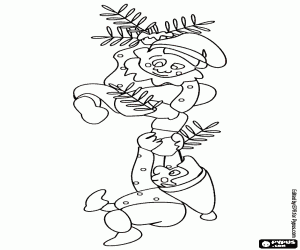 The climbing of the Christmas elves coloring page