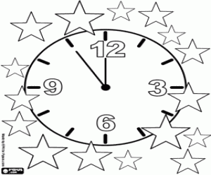 The clock is approaching midnight coloring page