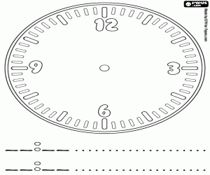 Clock with 4 reference hours coloring page