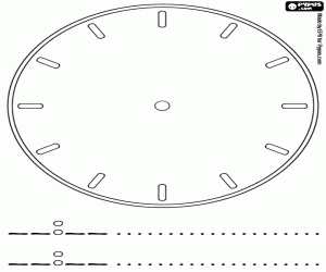 Clock with twelve fractions coloring page