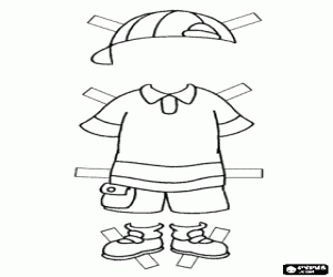 Clothes of Caillou to cut out coloring page