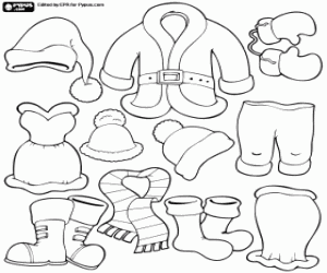 The clothes of Santa Claus and his wife coloring page
