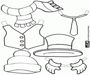 Clothes for the snowman coloring page