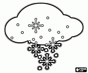 A cloud and snowflakes coloring page