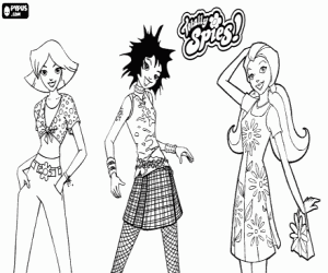 Clover, Alex and Sam, Totally Spies coloring page