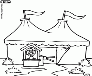 A clown at the circus entrance coloring page