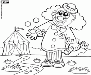 Clown juggler coloring page