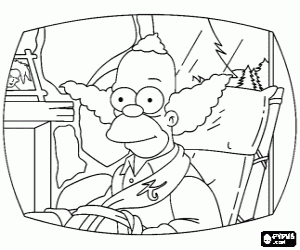 The clown Krusty from the Simpsons coloring page