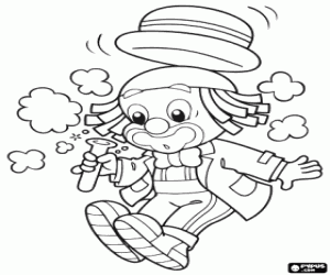 The clown Patata and the experiment coloring page