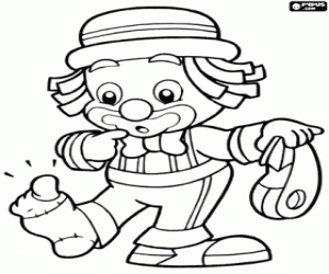 The clown Patatá and the sock coloring page
