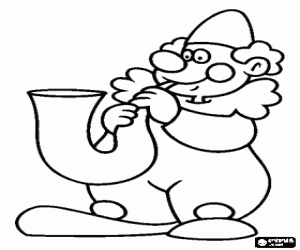 Clown playing the saxophone coloring page